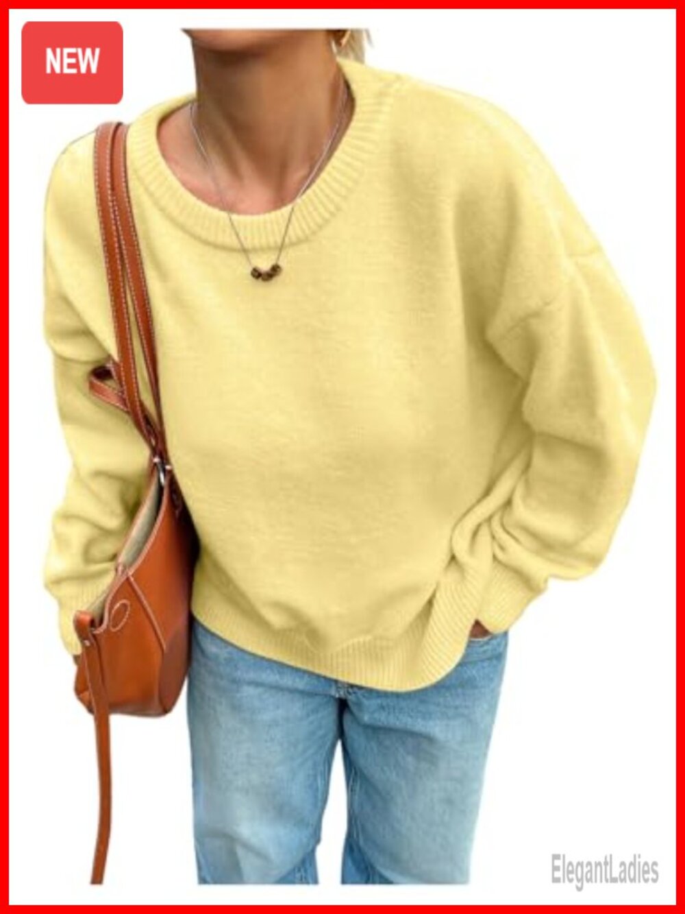 Oversized Crewneck Long Sleeve Knit Pullover Sweater